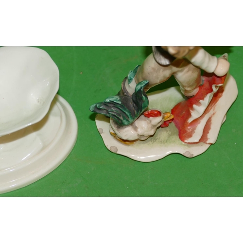 179 - A Goebel Figure of a young matador with chicken, 14cm high, a Royal Worcester sweetmeat dish in form... 