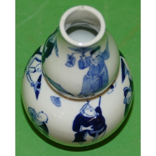 185 - A 19th Century Small Chinese Blue and White Gourd Vase having all over figure decoration, 13.5cm hig... 