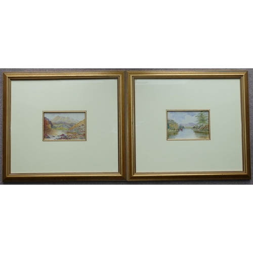 227 - A Pair of Small Watercolours depicting river landscapes, both monogrammed AGG, in larger gilt frames... 