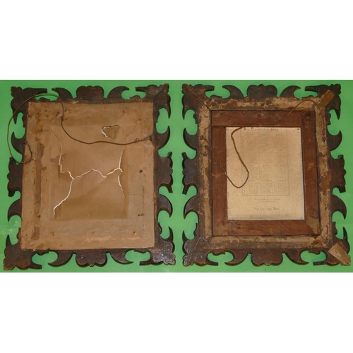 233 - A Pair of Victorian Carved Oak Picture Frames having raised mask head, fruit, vine and scroll decora... 