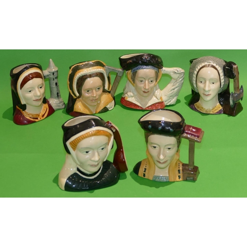 3 - A Set of 6 Small Royal Doulton Caricature Jugs, Henry VIII wives 