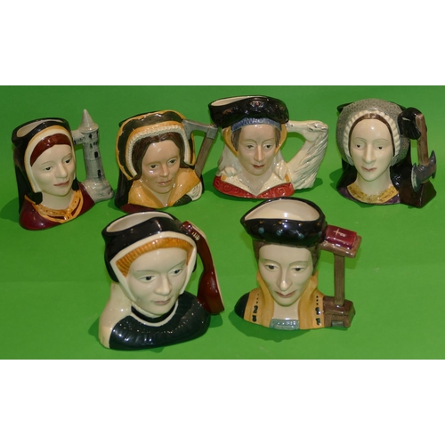 3 - A Set of 6 Small Royal Doulton Caricature Jugs, Henry VIII wives 