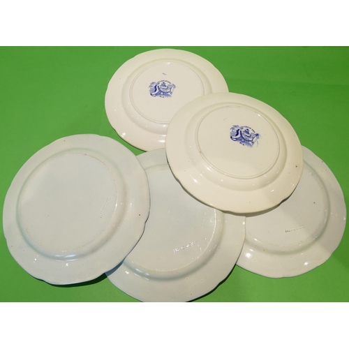 37 - A Set of 3 Hilcock Blue and White Willow Pattern Plates, 24.5cm diameter (1 with slight chip to rim)... 