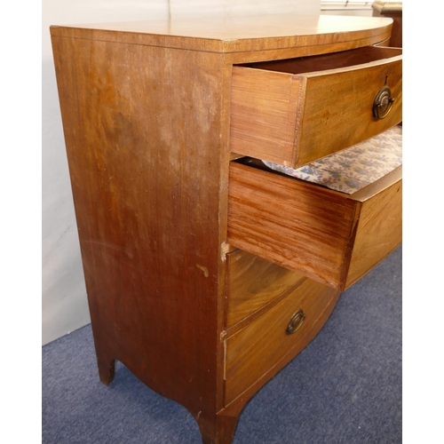 969 - A 19th Century Mahogany Bow Fronted Chest of Drawers having part inlaid stringing, 2 drawers, 3 long... 