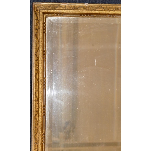 970 - A Gilt Hanging Rectangular Shaped Bevelled Wall Mirror with raised scroll rim, 1m 37.5cm high, 50cm ... 