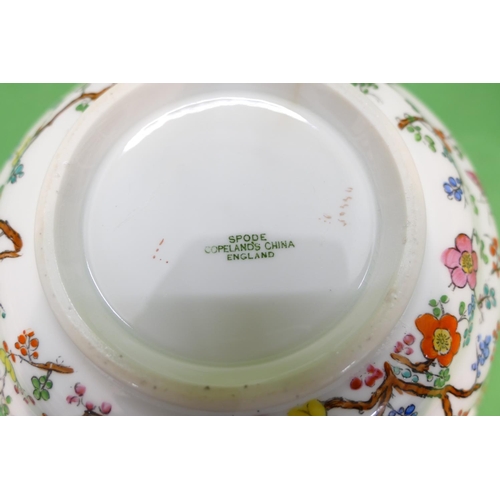 103 - A Copeland Spode Part Service on white ground with multicoloured butterfly branch and floral decorat... 