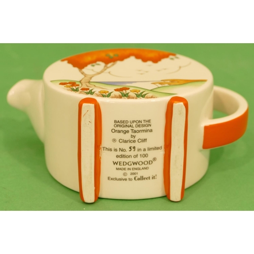 111 - A Wedgwood Limited Edition Clarice Cliff Style Circular Teapot 