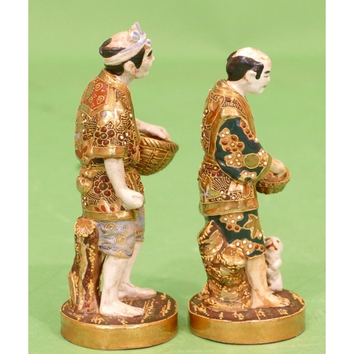 116 - A Pair of Oriental China Figures of standing gentleman on gilt ground with coloured decoration, both... 