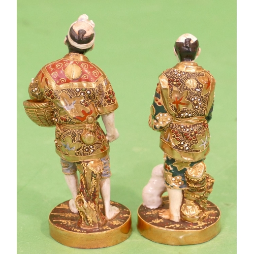 116 - A Pair of Oriental China Figures of standing gentleman on gilt ground with coloured decoration, both... 