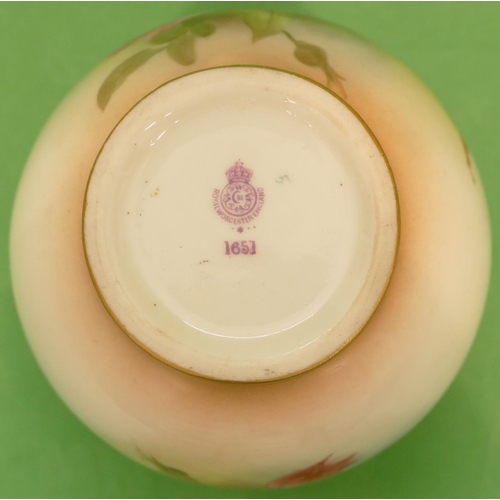 12 - A Royal Worcester EM Fildes Round Bulbous Trumpet Shaped Pot having crinkled rim having multicoloure... 