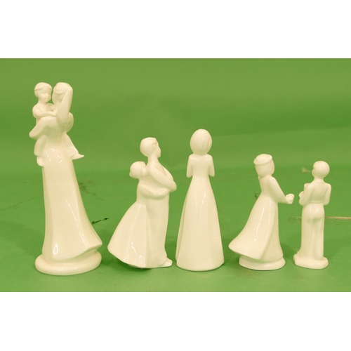 136 - 5 x Royal Doulton White China Figures 