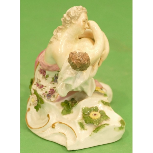 177 - A Meissen Group of a seated lady holding a child having encrusted and painted floral decoration (nec... 