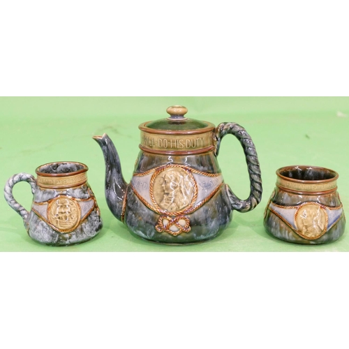 181 - A Royal Doulton Lord Nelson Round Bulbous Shaped 3 Piece Tea Service comprising teapot, milk jug, su... 