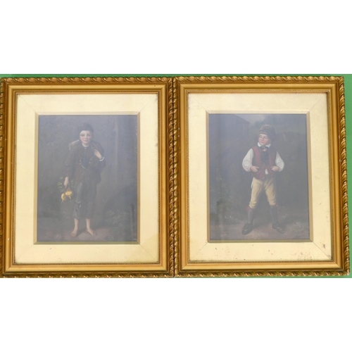 276 - A Pair of Oil on Boards after Knaus, depicting young boys, in gilt frames, under glass, 20cm x 15.5c... 