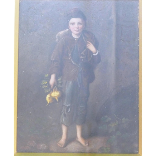 276 - A Pair of Oil on Boards after Knaus, depicting young boys, in gilt frames, under glass, 20cm x 15.5c... 