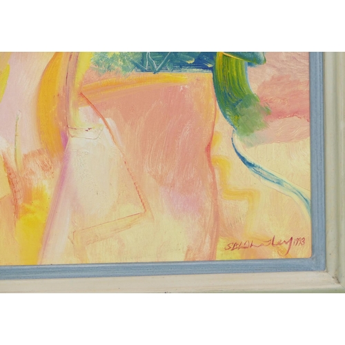 279 - S B Whatley, Oil on Canvas shoulder length portrait Lana Morris, signed and dated 1993, in white pai... 