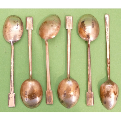 295 - A Set of 5 x Birmingham Silver Teaspoons in fitted brown leather case, also another similar silver t... 