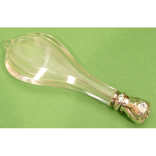 305 - A Small Cut Glass Flat Scent Bottle having bulbous shaped body, hinged lid, 11.5cm long.