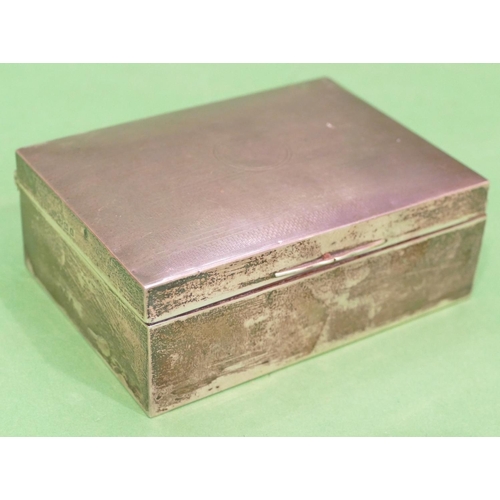 309 - A Birmingham Silver Cigarette Box having engine turned hinge lid, 11.7cm wide.