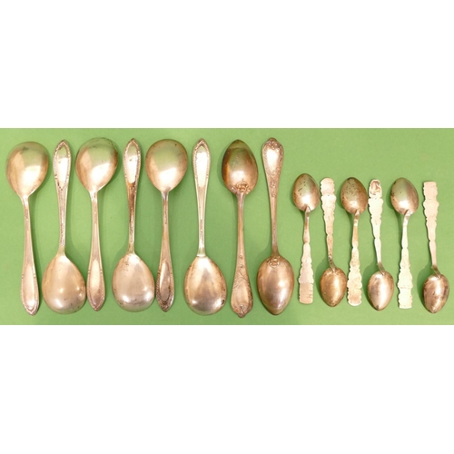 311 - A Set of 6 x 800 Silver Coloured Metal Spoons, 2 other 800 silver coloured metal teaspoons and 6 x 8... 