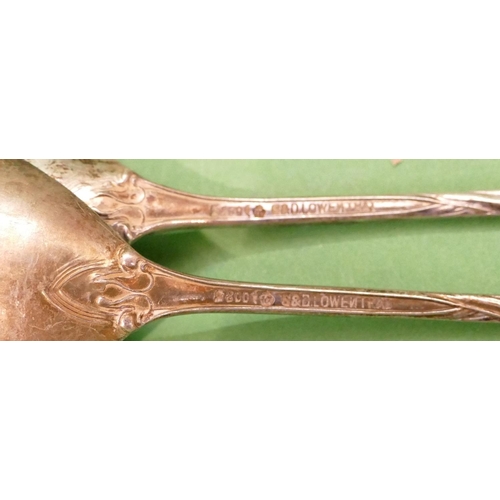 313 - A Pair of Continental 800 Silver Coloured Metal Serving Spoons and 2 similar silver coloured metal s... 