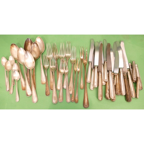 318 - An 800 Silver Coloured Continental Metal Flatware Service having ball rims, comprising 4 various ser... 