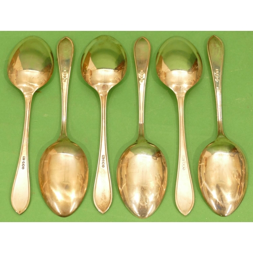 327 - A Set of 6 x Sheffield Silver Dessert Spoons, makers mark EV, 11.7oz.