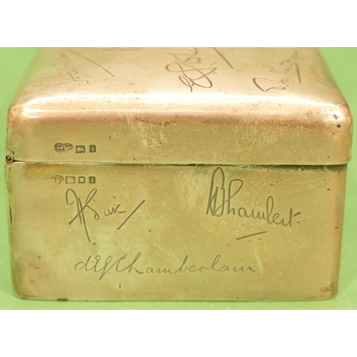 336 - A Royal Hampshire Regt Self Presentation Cigarette Box to Captain Charles Kenny with all over signat... 