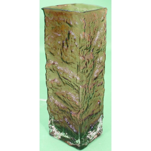 34 - An Aubergine Square Glass Vase, 30cm high.