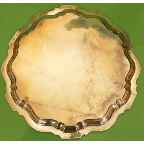 344 - A George V Silver Round Scallop Shaped Salver, Birmingham 1923, 30.8cm diameter, 21oz.