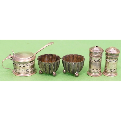 350 - A Pair of Victorian Birmingham Silver Small Salts having all over embossed reeded decoration on ball... 