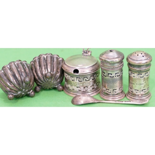 350 - A Pair of Victorian Birmingham Silver Small Salts having all over embossed reeded decoration on ball... 