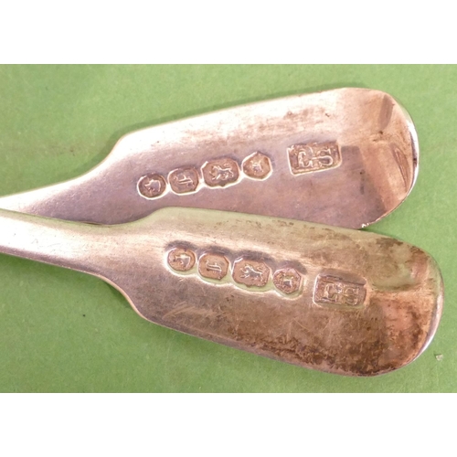 353 - A Set of 6 Victorian Silver Egg Spoons having shovel shaped bowls with engraved crests, London 1841,... 