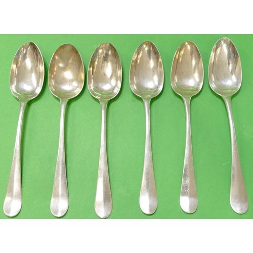 373 - A Set of 6 Provincial Silver Coloured Metal Tablespoons, all stamped Barry and engraved with family ... 