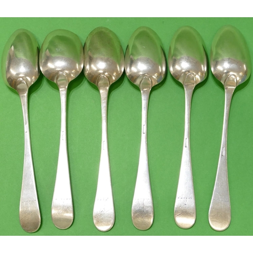 373 - A Set of 6 Provincial Silver Coloured Metal Tablespoons, all stamped Barry and engraved with family ... 