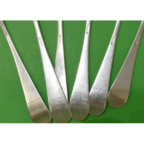 373 - A Set of 6 Provincial Silver Coloured Metal Tablespoons, all stamped Barry and engraved with family ... 