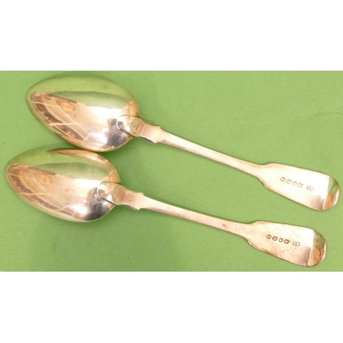 389 - A Pair of George IV Silver Table Spoons having engraved monograms, London, 1827, makers mark TB, 4.8... 