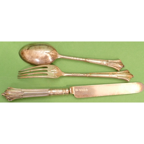 401 - A 3 Piece Victorian Silver Christening Set comprising fork, spoon and knife (knife handled weighted)... 