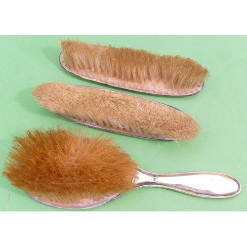 402 - 3 x Birmingham Silver Hairbrushes (all a/f).