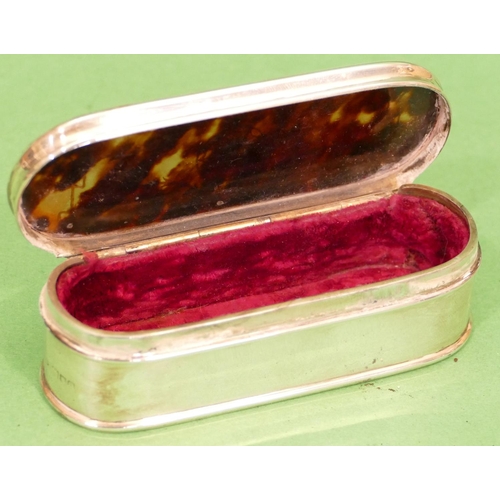 404 - A George V London Silver Oblong Box having tortoiseshell hinge lid London 1911, makers mark W.C, 11.... 