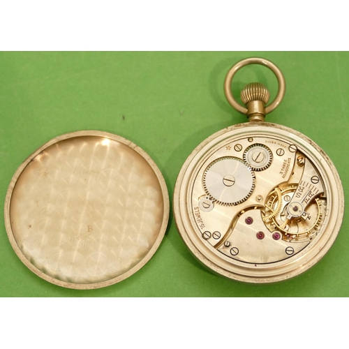 417 - A Military Pocket Watch having black dial with seconds dial and Arabic numerals, stamped to back G.S... 