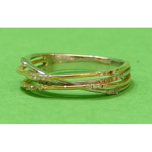 461 - An 18ct White and Yellow Gold Ladies Ring having 4 strands each mounted with various small diamonds,... 