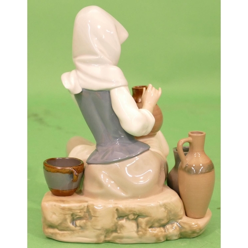 48 - A Lladro Figure of a young seated girl with pot on her lap, 20cm high.