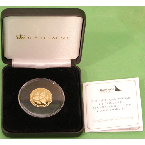 490 - The 40th Anniversary of Concorde 22ct Gold Proof Commemorative Sovereign, Jubilee mint 2016, limited... 