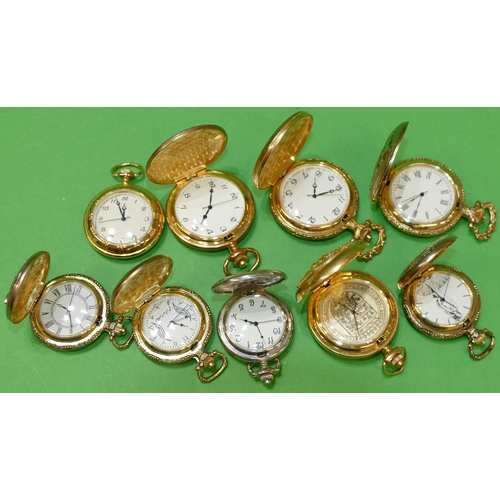 500 - 9 x Various Modern Gilt Metal Pocket Watches.