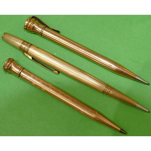 505 - 2 x Wahl Eversharp Gold Plated Propelling Pencils and another propelling pencil (3).