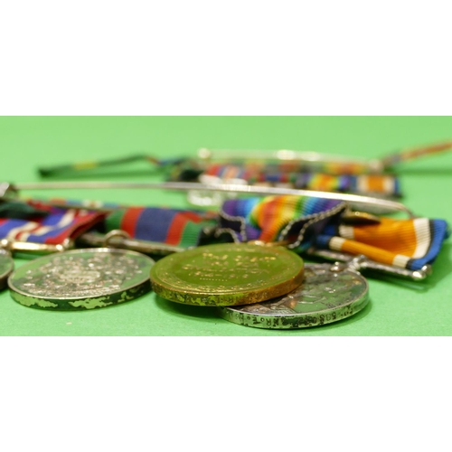 512 - A Bar of 5 First and Second World War Military Medals, with matching miniatures, 1914-18 medal, defe... 