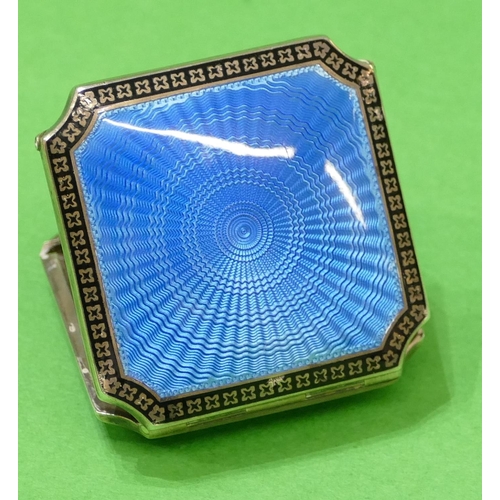 529 - A George V Silver and Blue Enamelled Square Scallop Shaped Travelling Collapsible Watch having hinge... 