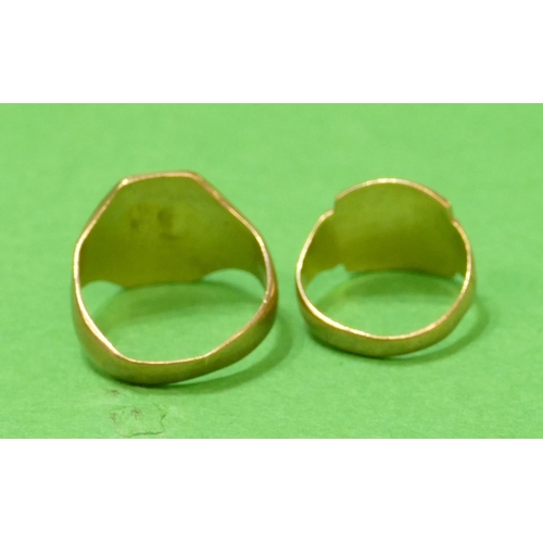 575 - 2 x 9ct Gold Signet Rings, size M/N and G, 6.1g (2).