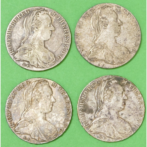 614 - 4 x Austrian Maria Theresia Silver Coins, 1780.